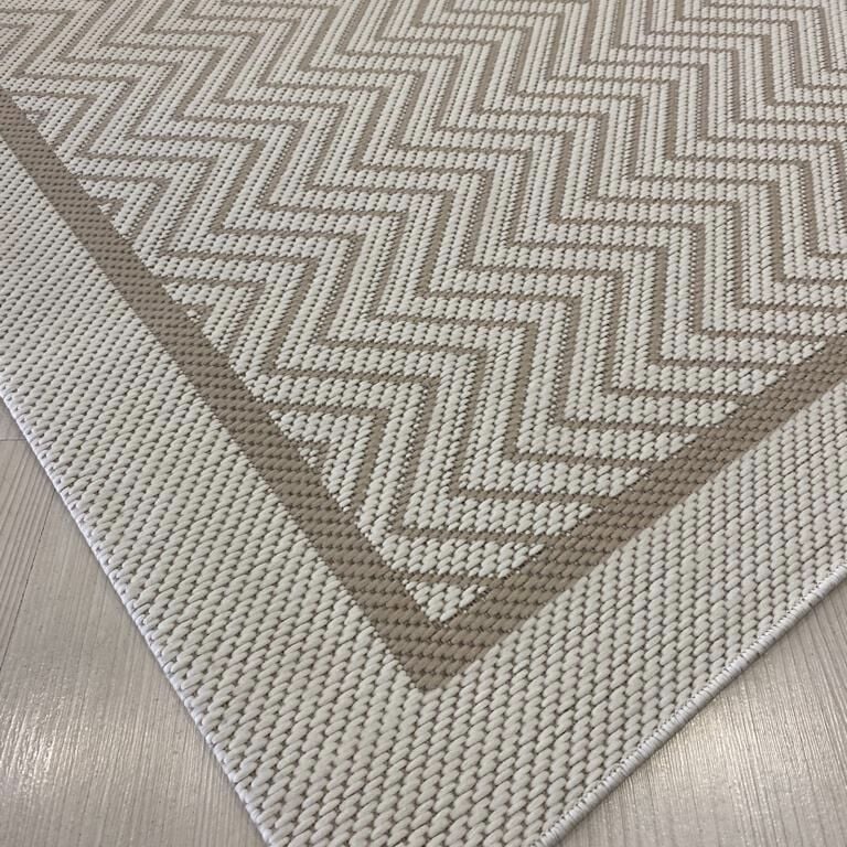 Jüt Sisal Bej Beyaz Makine Halısı