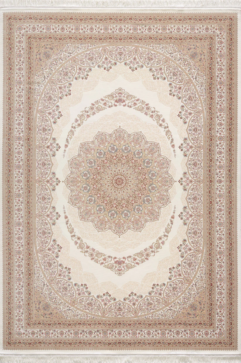 Timeless Motifs İpek Madalyon Desenli Halı - Nötr