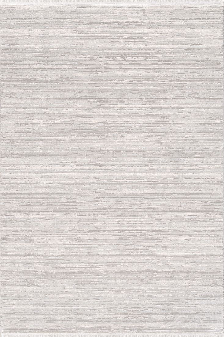 Gemma - Pure White Saçaklı Modern Tozumaz Halı
